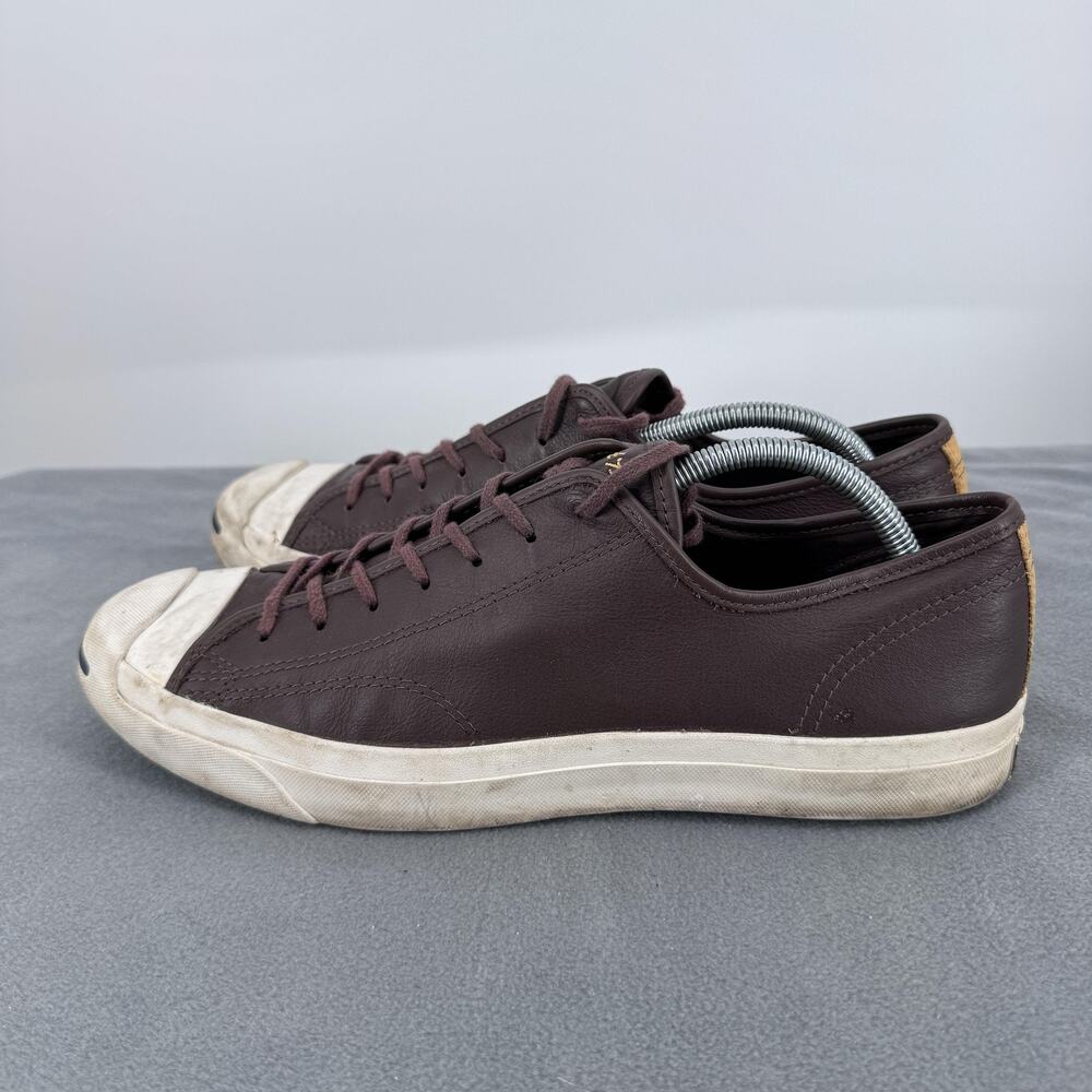 Converse Jack Purcell Shoes Mens 11 Womens 12.5 Brown Leather Low Top Sneakers